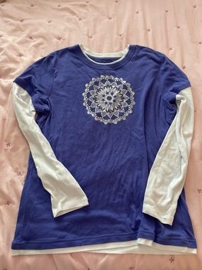 MADE FOR LIFE Purple Top with White Sleeves and Center Floral Print